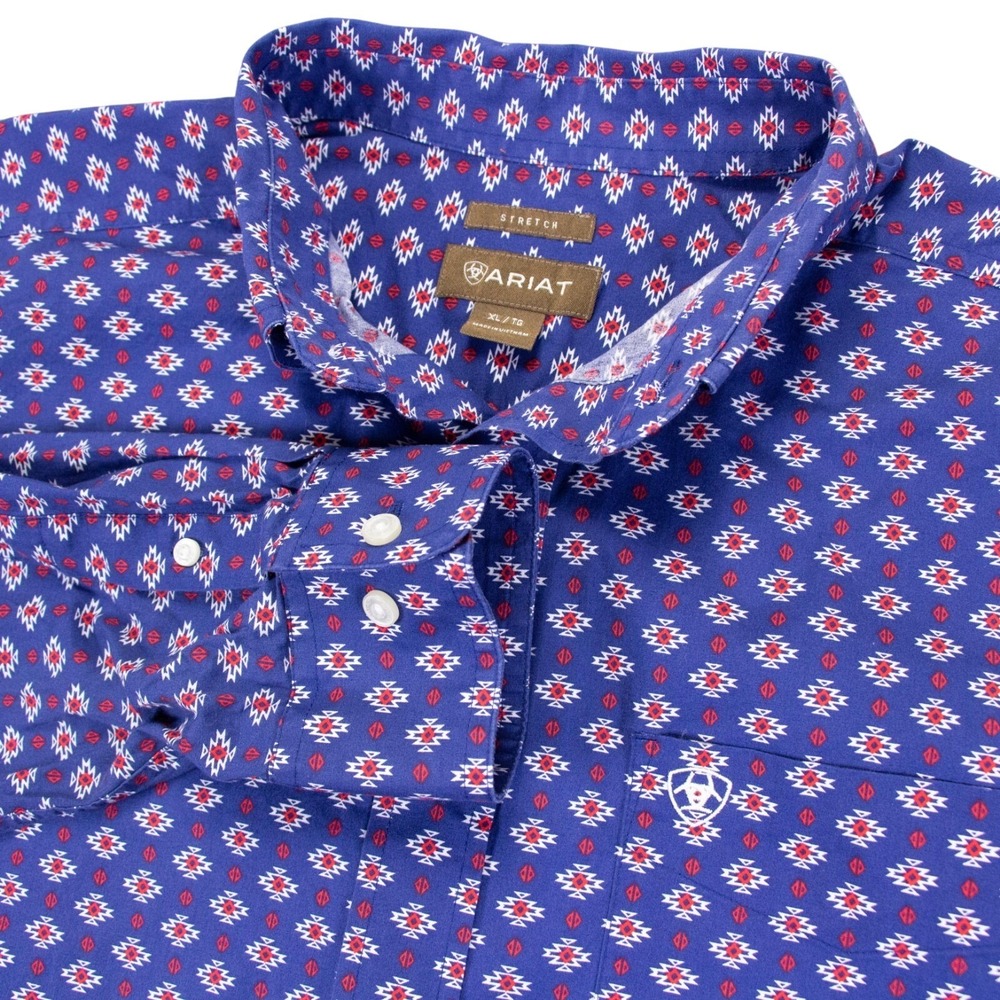 Ariat Mens XL Southwestern Native American Geometric Print‎ Stretch LS Shirt